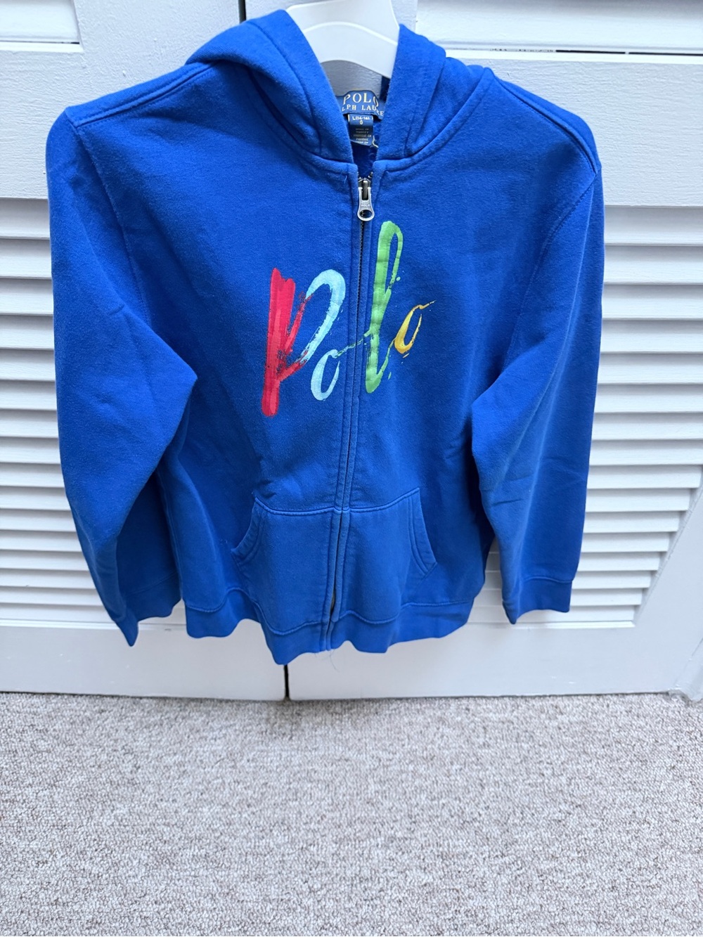 Polo by Ralph Lauren Royal Blue Zip Hoodie with Multicolor Script